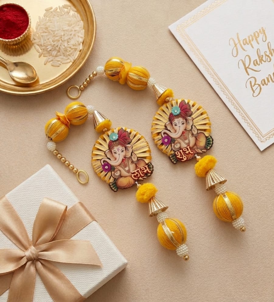 ganpati shubh labh hanging handmade festive door decoration