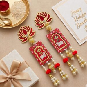 red shubh labh hanging handmade door entrance decoration