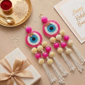 pink evil eye shubh labh hanging handmade door decoration